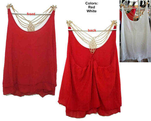 Trendy Chiffon Double Layer Flowy Top Size 32/34 Color White