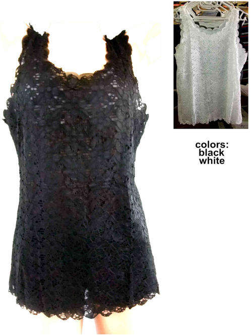 Lace Sheer Sleeveless Top Size 36/38 White