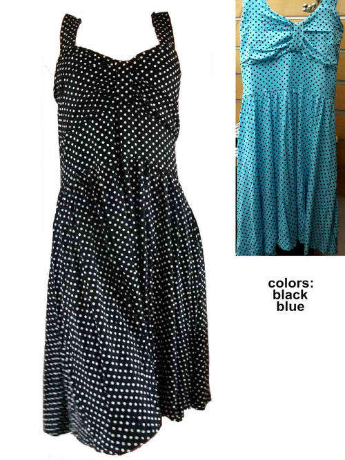 Polka Dot Knee Length Dress Size 34/36 Color Blue