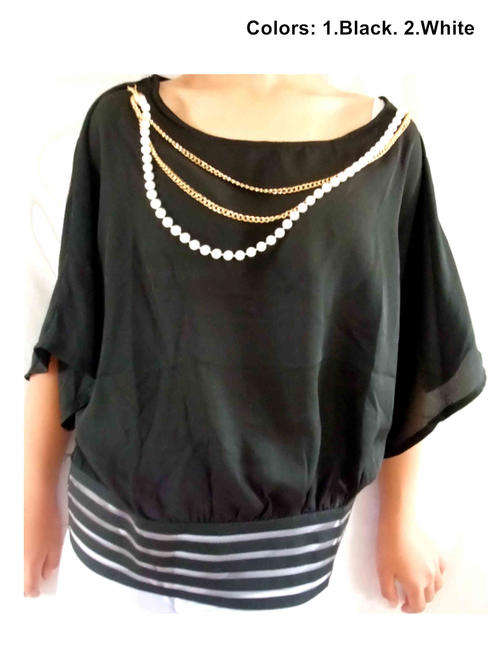 Chiffon Jewel Neck Bouse Size 32/34 Color White