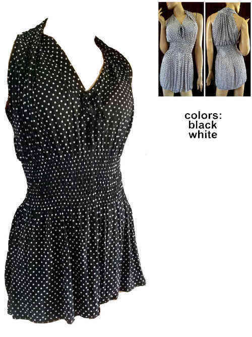 Halter Neck Style Polka Dot Top Sizes 32 - 40