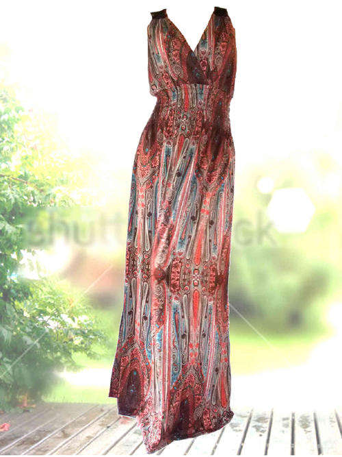 Lace Back Bohemia V-Neck Maxi Dress Size 38/40