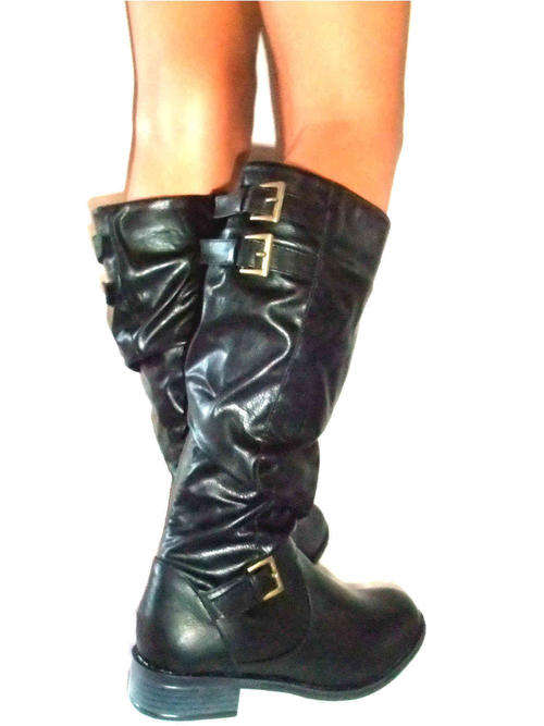 Women's Biker Style Low Heel Boots Size 5