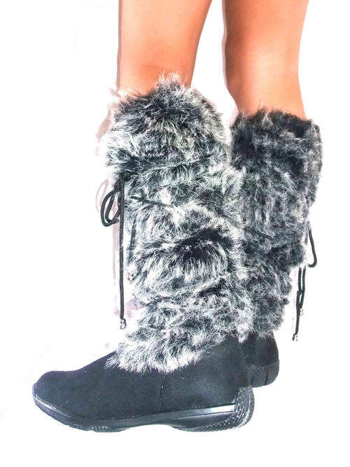 Women's Fur Boots Low Heel Size 6