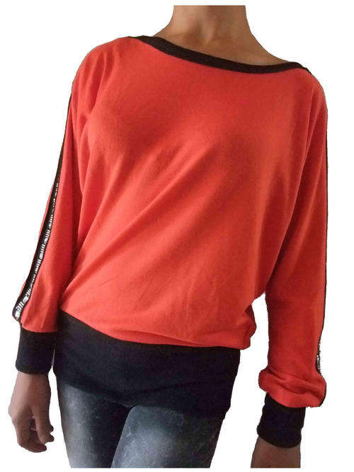 Boatneck Sequins Sleeve Cotton Top Size 36/38