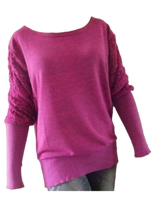 Lace Bat Sleeve Jersey Blouse Size 34/36