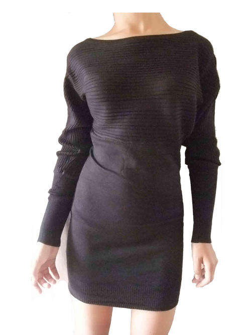 Sweater Dress Boatneck Buttons Sleeve Bat Sleeve Size (32 - 38)