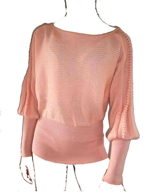 Boatneck Bat Sleeve Jersey Blouse LIGHT BEIGE Size 30-38