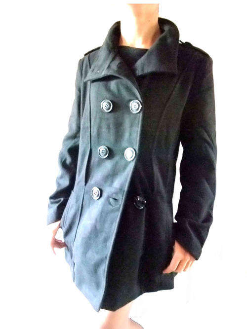 Winter Coat Double Breasted Black Sizes 32 - 40