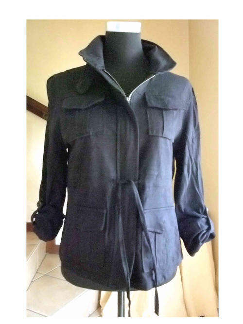 GIRL XPRESS 100% Cotton Jacket Foldable Sleeve Size 32/34 Color:Steel Grey