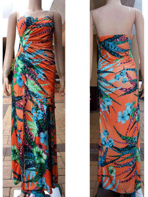Stunning Ruffle Cut Out Waist Side Slit Maxi Dress Sizes 32-40