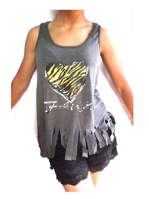Tassels Rayon Tank Top Size 34/36 Colour BLUE