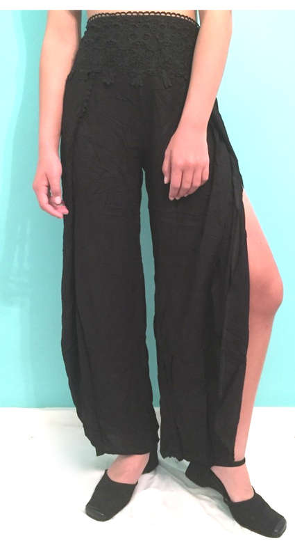 Side Slit Pants Lace Trim Sizes 30-40