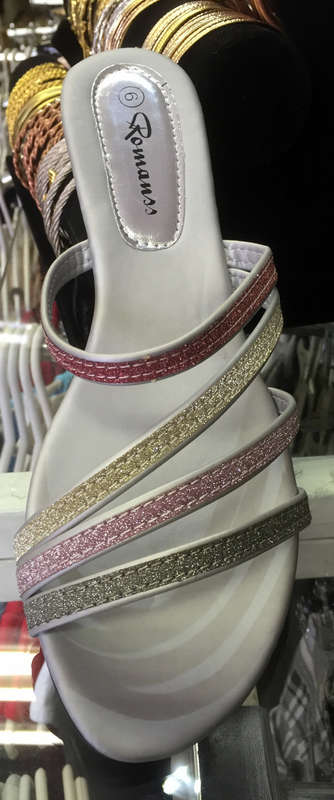 Multi Glitter Strap Low Wedge Sandals Sizes 3,4,5,6,7