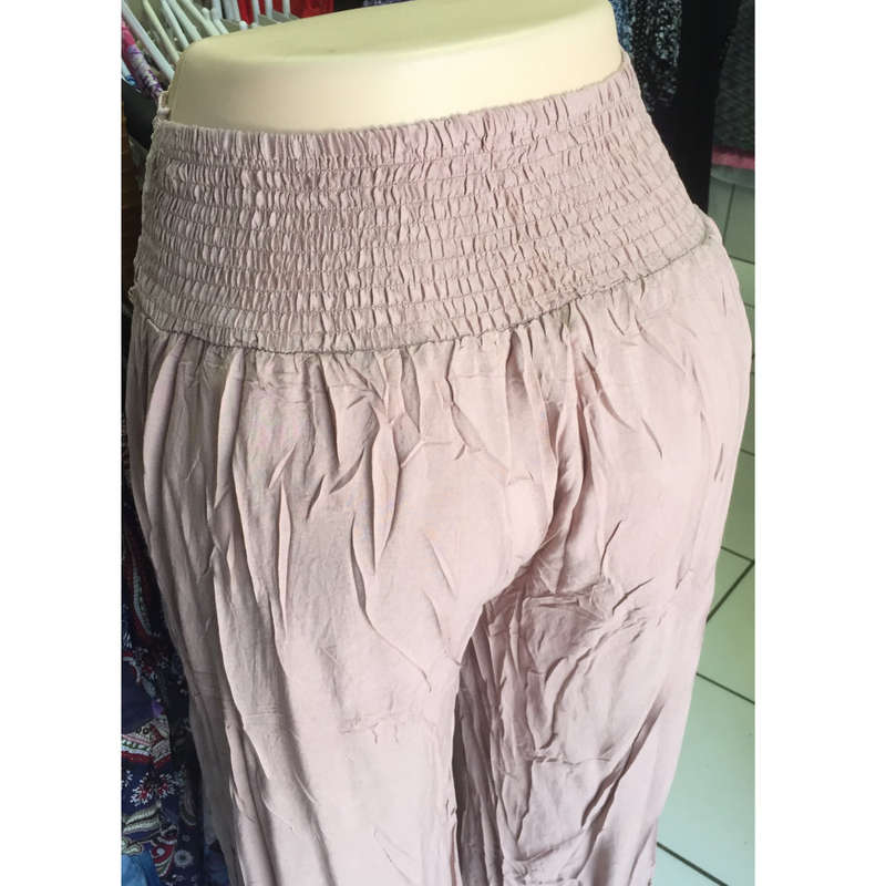 Side Slit Pants Lace Trim Size 34-36 Color Camel