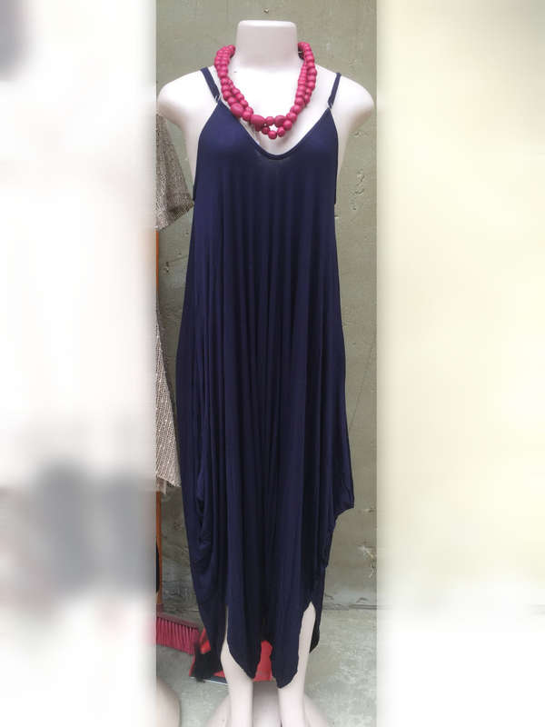 Summer Harem Jumpsuit Color Dark Navy Blue Size 42-44
