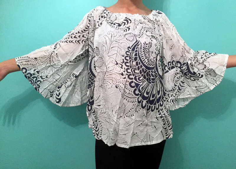 Off The Shoulder Loose Bat Horn Sleeve Top 2 Colors