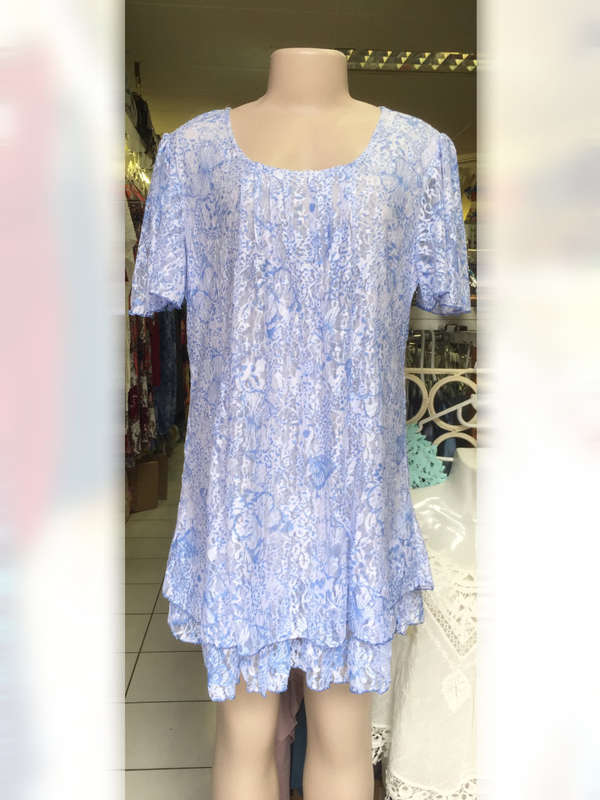 Lace Dress Plus Size Double Hem Cap Flutter Sleeve Sizes 38 - 50