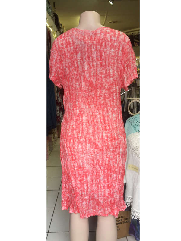Crinkle Tunic Shift Plus Size Dress With Pockets Sizes 36 - 42