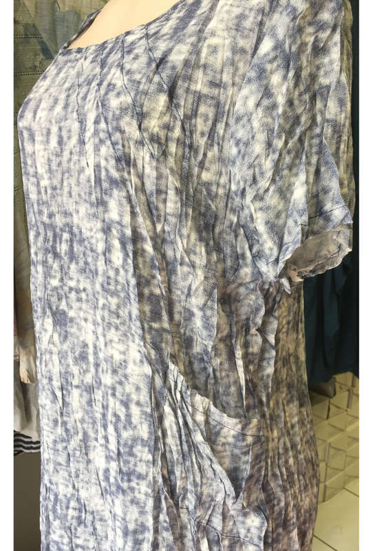 Crinkle Tunic Shift Plus Size Dress With Pockets Sizes 36 - 42