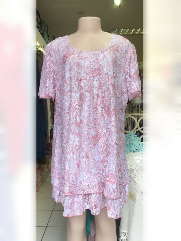 Lace Dress Plus Size Double Hem Cap Flutter Sleeve Sizes 38 - 50