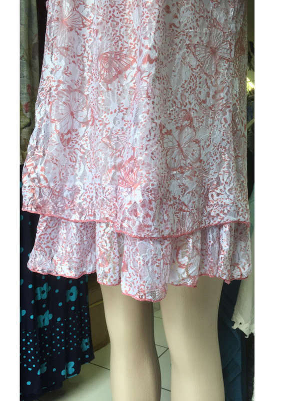 Lace Dress Plus Size Double Hem Cap Flutter Sleeve Sizes 38 - 50