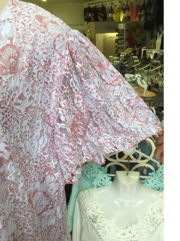 Lace Dress Plus Size Double Hem Cap Flutter Sleeve Sizes 38 - 50