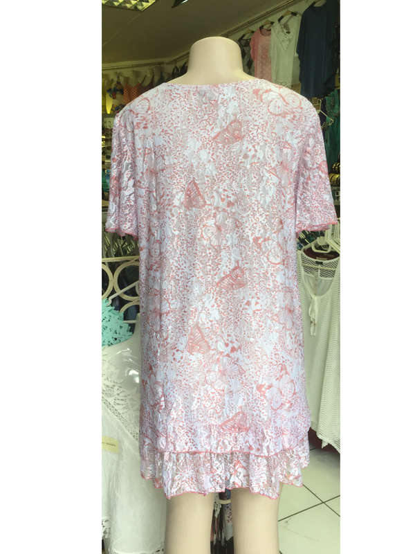 Lace Dress Plus Size Double Hem Cap Flutter Sleeve Sizes 38 - 50