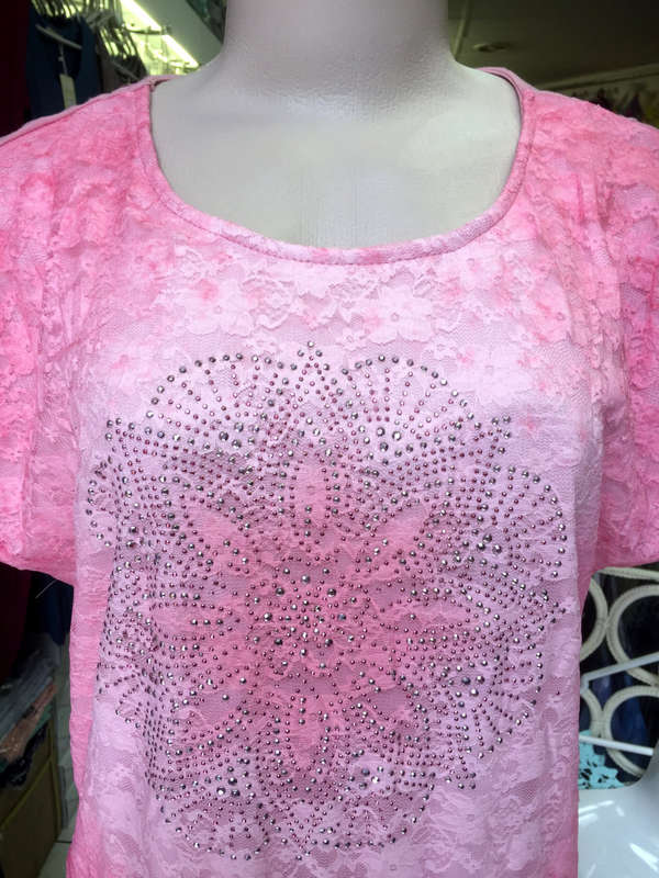 Two Tone Lace Front Cotton Back Top Size 38-40