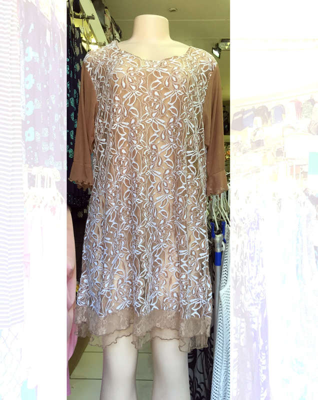 Beautiful Sheer Lace Tunic 3/4 Sleeve See-Through Sizes 36 - 46