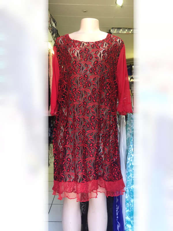 Beautiful Sheer Lace Tunic 3/4 Sleeve See-Through Sizes 36 - 46