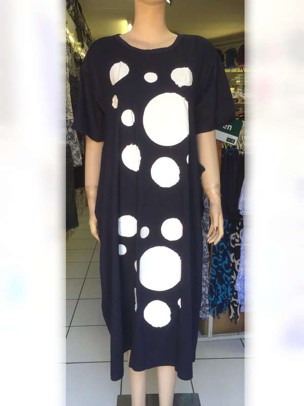 Short Sleeve Cotton Baggy Loose Maxi Dress Size 42 - 44 Dark Blue