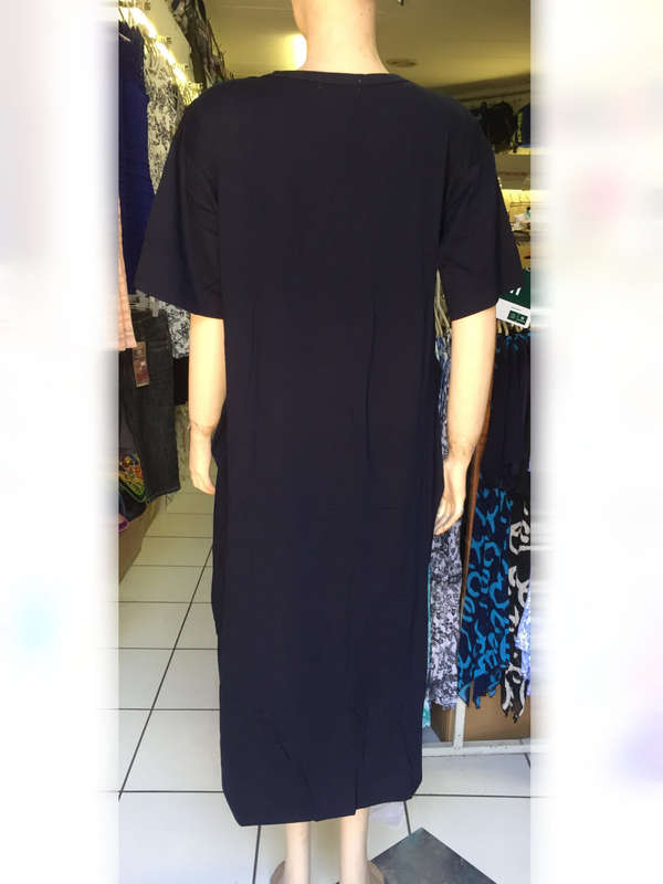 Short Sleeve Cotton Baggy Loose Maxi Dress Size 42 - 44 Dark Blue