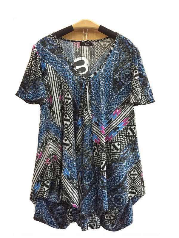 Flutter Cap Sleeve Gathered Hem Tunic Size 38-40