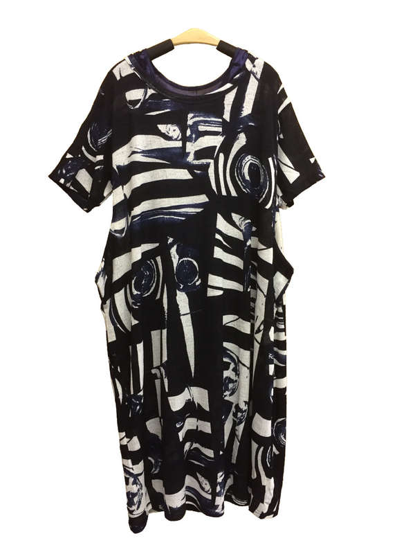 Baggy Loose 2 Piece Short Sleeve Maxi Dress Size 42-44 Color Dark Blue