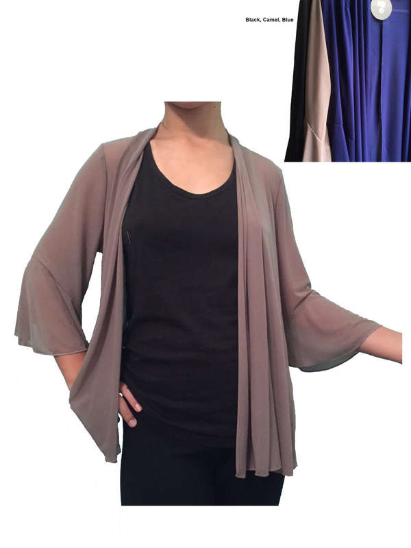 Horn Sleeve Sheer Cardigan Color Black Size 36 - 38