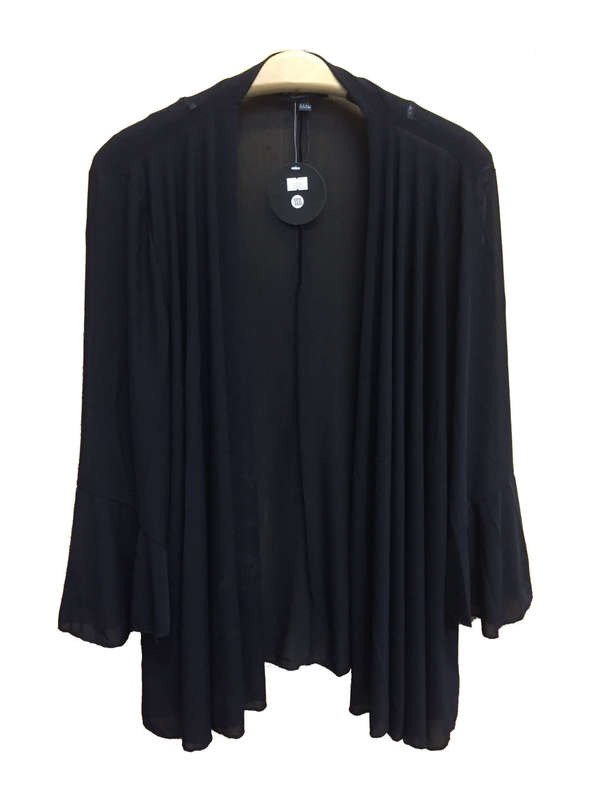 Horn Sleeve Sheer Cardigan Color Black Size 36 - 38