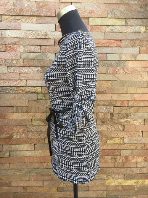 Zip Neck Unique Boatneck Belt Top Size 38