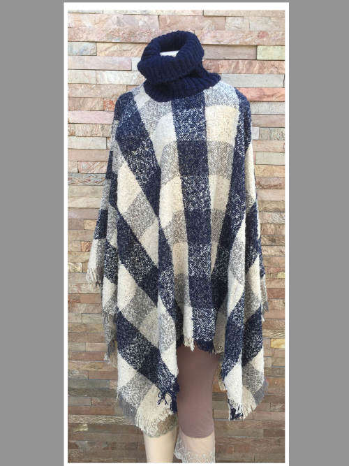 Acrylic Turtleneck Poncho One Size