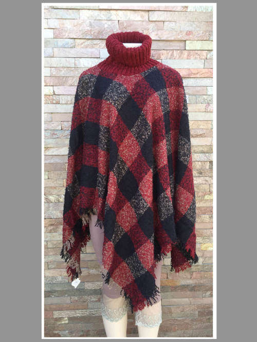 Acrylic Turtleneck Poncho One Size