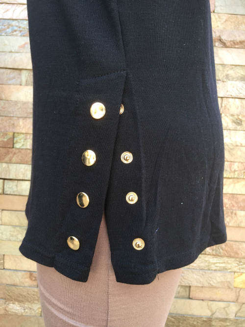 Side Buttons Turtleneck Blouse Size 40 - 44