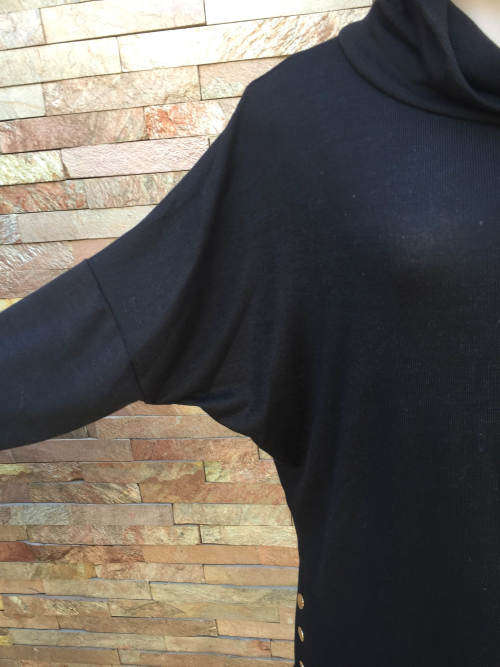Side Buttons Turtleneck Blouse Size 40 - 44