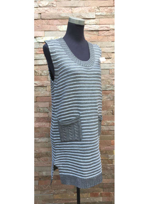 Pocket Striped Vest Dress 1Size (L-XL)
