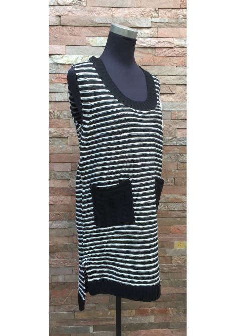Pocket Striped Vest Dress 1Size (L-XL)
