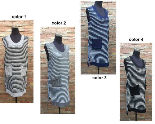 Pocket Striped Vest Dress 1Size (L-XL)