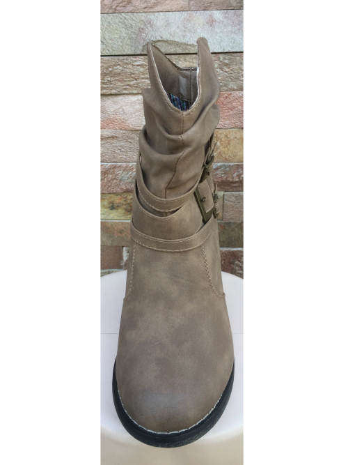 Ankle Boots With Buckles Color Taupe Size 3
