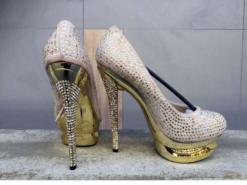 SALE **  Stunning Party Platform Pumps Color Tan Size 37