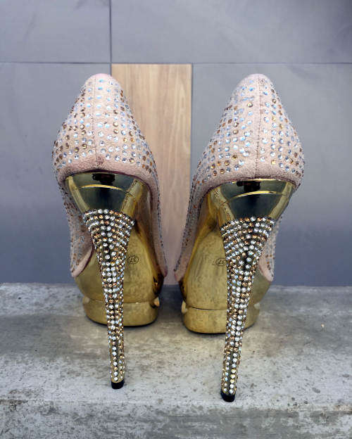 SALE **  Stunning Party Platform Pumps Color Tan Size 37