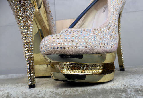 SALE **  Stunning Party Platform Pumps Color Tan Size 37