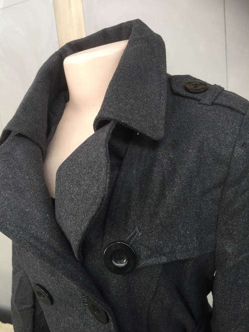 Women's Double Breasted Belted Coat Grey Size 32